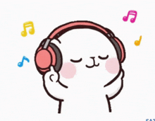 a cartoon drawing of a seal wearing headphones and listening to music .