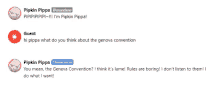 a screenshot of a conversation between pipkin pippa and omundane