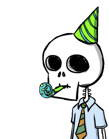 Skeleton Party Horn Sticker - Skeleton Party Horn Celebrating Stickers