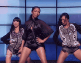 three women are dancing in front of a screen that says ctv on it