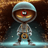 a cartoon character with the number 45 on it