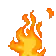 it looks like a pixel art of a fireball .