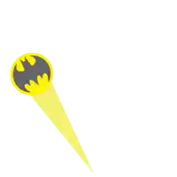 a batman logo with a yellow arrow pointing to it
