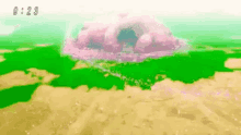 a pink cloud is coming out of the ground in a video game .