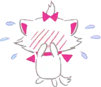 a drawing of a cat with a pink bow on its head