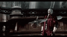 dante from devil may cry is holding a gun and saying " we 're the same you and i "