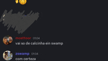 a screenshot of a discord conversation with mosttoor and zswamp