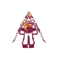 a pixel art drawing of a person in a triangle with a gun .