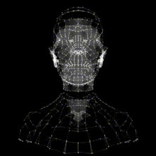 a computer generated image of a man 's face with a black background