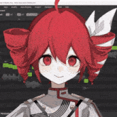 a girl with red hair is smiling in front of a computer screen that says studio pro