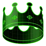 a green crown with a white background and a grid pattern on it .