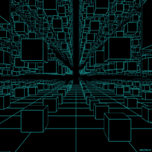 a computer generated image shows a maze of cubes with the letters fnc on the bottom