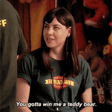 You Gotta Win Teddy Bear GIF - You Gotta Win Teddy Bear Aubrey Plaza GIFs