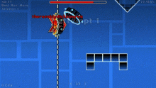 a screenshot of a video game with a blue background and a red circle in the middle .