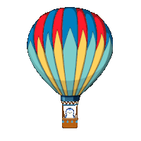 a hot air balloon with a penguin in it