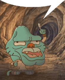 gumball from the amazing world of gumball holding a spoon in his hand