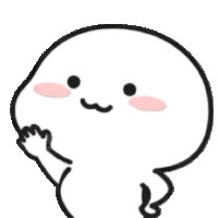 a cartoon drawing of a white ghost with a red mouth and a pink cheek .