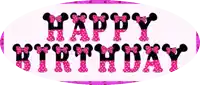 a sign that says happy birthday in pink and black letters