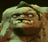 a close up of a cartoon character 's face