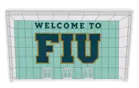 a sign that says welcome to fiu in blue