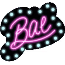 a neon sign that says `` bae '' on a black background .