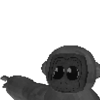 a pixel art of a gorilla with big eyes on a white background