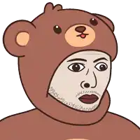 a cartoon drawing of a man wearing a teddy bear costume
