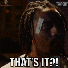 a man with a bandage on his eye says that 's it '