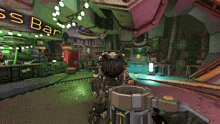 a video game with a sign that says ss bar