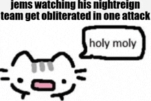 a cat with a speech bubble that says holy moly .
