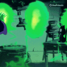 a cartoon of a witch with veefriends written on the bottom right
