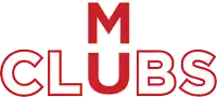 a red logo for m clubs with the letter m in the center