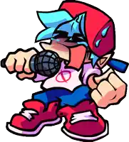 a cartoon character is holding a microphone in his mouth