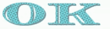 a blue letter o and k on a white background .
