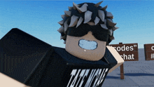 a cartoon character is standing in front of a sign that says codes