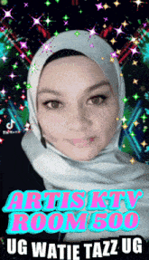 a woman in a hijab is on a poster that says artistktv room 500