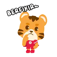 a cartoon of a tiger with the words berpikir written above it