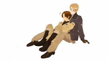a cartoon of a man carrying another man in his arms