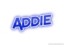 a blue and white logo for addie