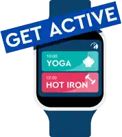 a smart watch that says get active on the top