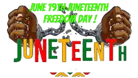 a poster for june 19th juneteenth freedom day with chained hands