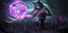 a woman holding a purple ball in her hands