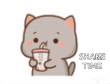 a cartoon cat is drinking a milkshake with a straw .