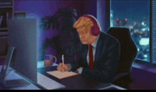 Donald Trump Lofi GIF - Donald Trump Lofi Studying GIFs