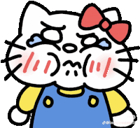 a drawing of a hello kitty with tears running down her face