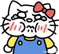a drawing of a hello kitty with tears running down her face