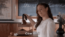 Erin Krakow Cow Bell GIF - Erin Krakow Cow Bell When Calls The Heart GIFs
