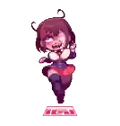 a pixel art of a girl with a red background and the word loli written above her
