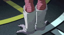 a cartoon drawing of a person 's feet and legs