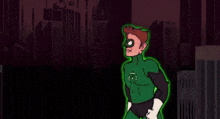a cartoon drawing of a man in a green lantern suit